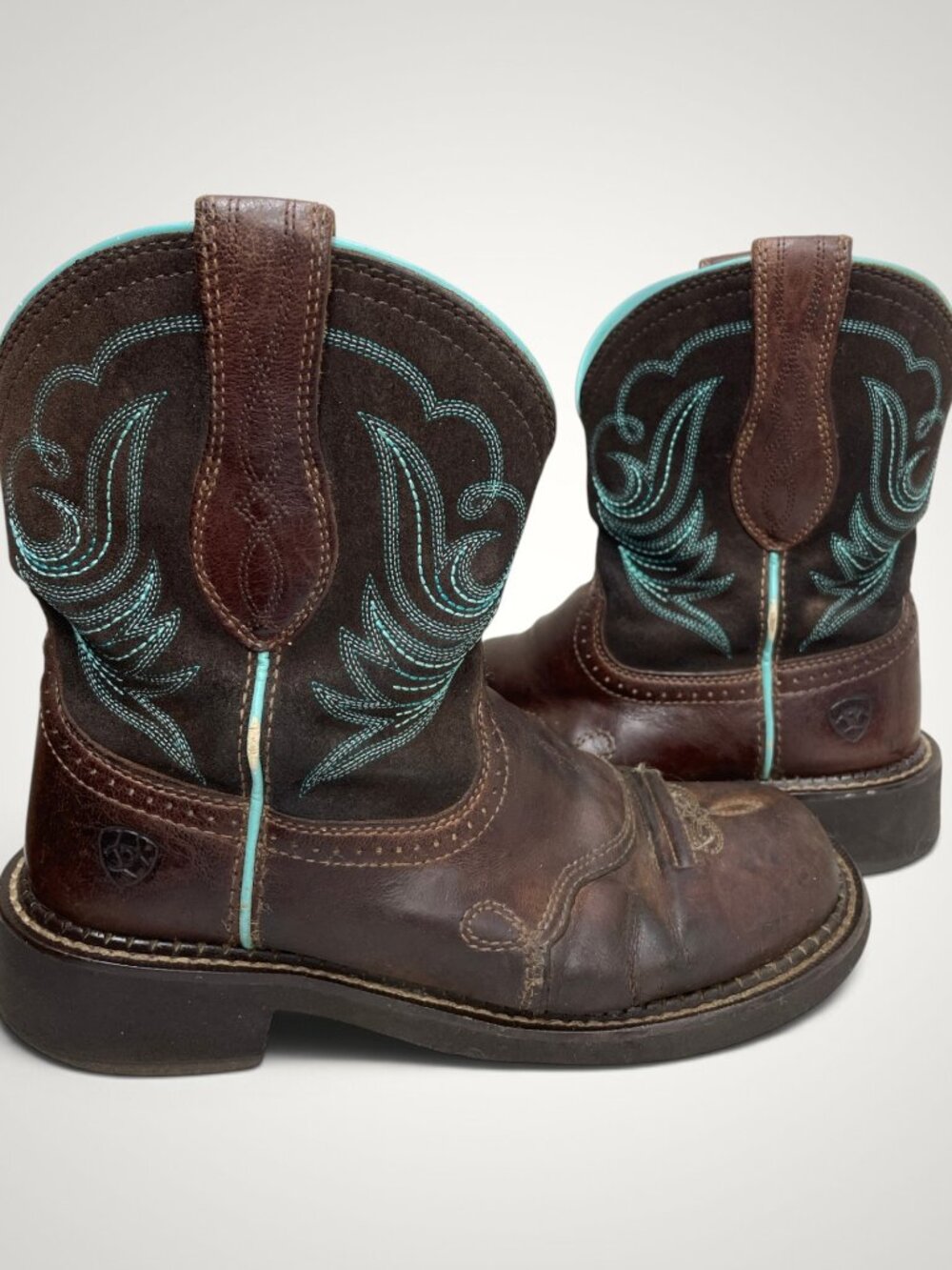 Ariat Fatbaby Heritage Dapper Brown Turquoise Western leather Boots Women's 7 B